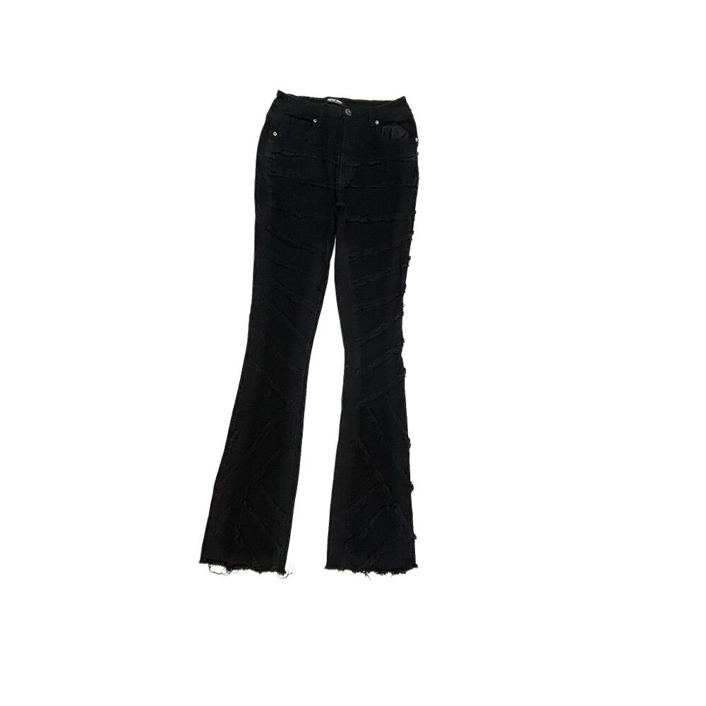 Redfox Distressed Raw Hem Flare Women's size M Black Denim Jeans